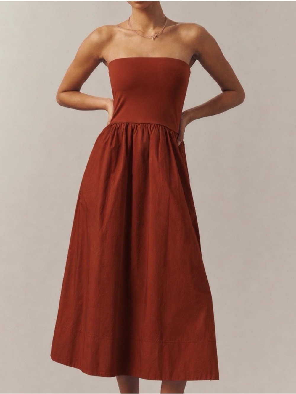 Gap Strapless Bandeau Dress in Smoked Paprika Medium Tall